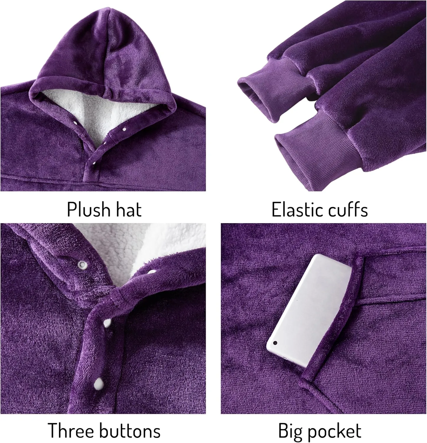Degrees of Comfort Wearable Blanket Hoodie for Adults Women & Men - Cozy Warm, One Size Fits All