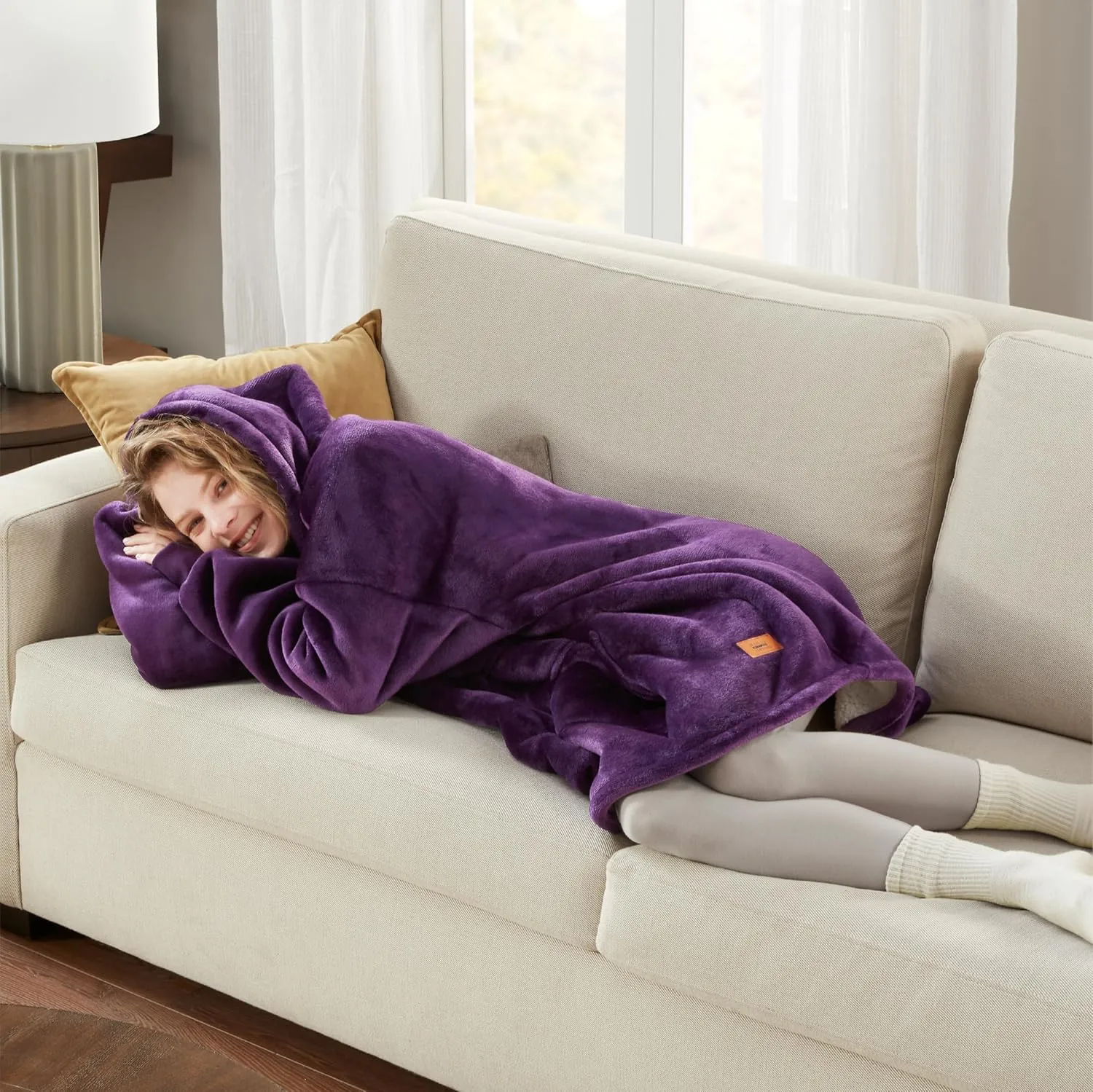 Degrees of Comfort Wearable Blanket Hoodie for Adults Women & Men - Cozy Warm, One Size Fits All