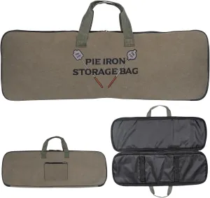Deluxe Pie Iron Bag for Mountain Pie Maker Cast Iron Storage Fits up to 4, Heavy Duty Padding with Extra Pocket for Campfire Accessories, Strong Straps to Secure, Camping Storage Bag 32×12in