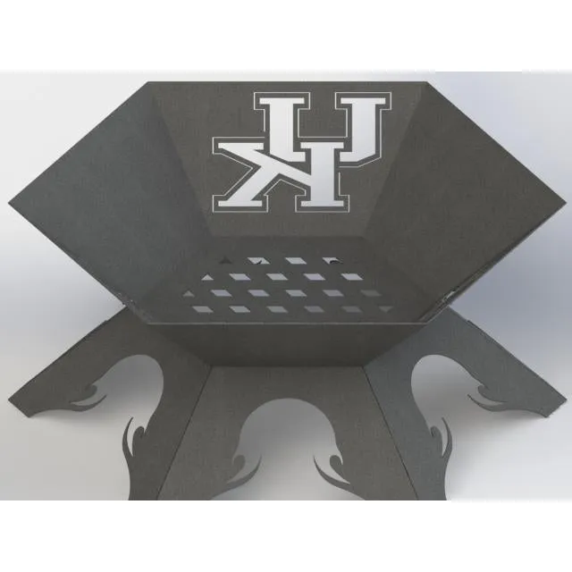 Designer Hexagon Fire Pit DXF for CNC | Illustrated UK Text Logo