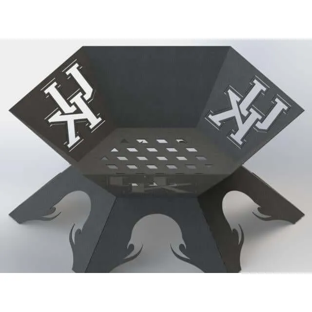 Designer Hexagon Fire Pit DXF for CNC | Illustrated UK Text Logo
