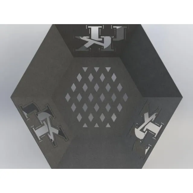 Designer Hexagon Fire Pit DXF for CNC | Illustrated UK Text Logo