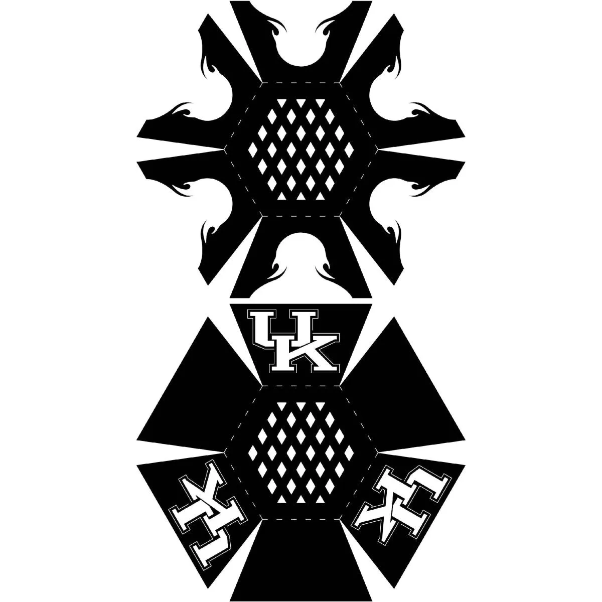 Designer Hexagon Fire Pit DXF for CNC | Illustrated UK Text Logo