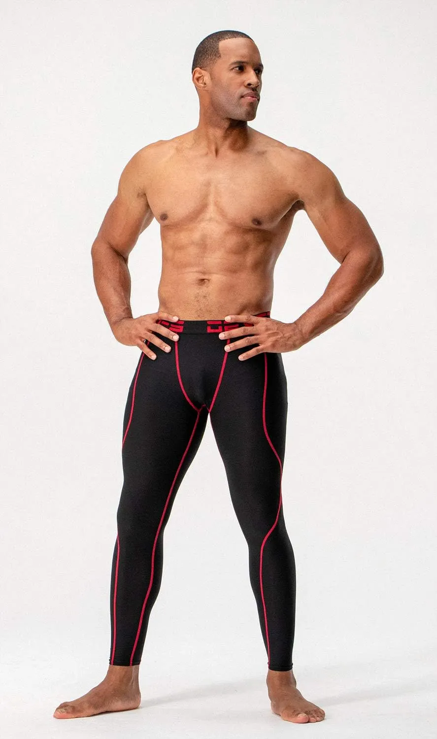 DEVOPS 2 or 3 Pack Men's Compression Pants Athletic Leggings with Pocket/Non-Pocket