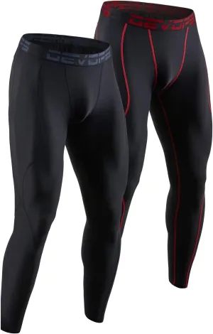DEVOPS 2 or 3 Pack Men's Compression Pants Athletic Leggings with Pocket/Non-Pocket