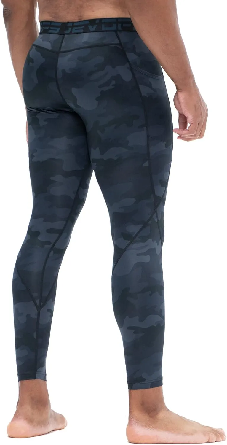 DEVOPS 2 or 3 Pack Men's Compression Pants Athletic Leggings with Pocket/Non-Pocket