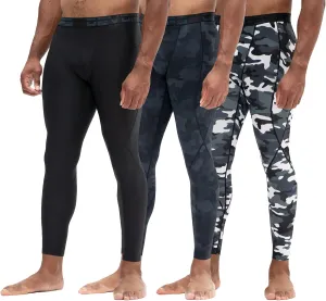 DEVOPS 2 or 3 Pack Men's Compression Pants Athletic Leggings with Pocket/Non-Pocket