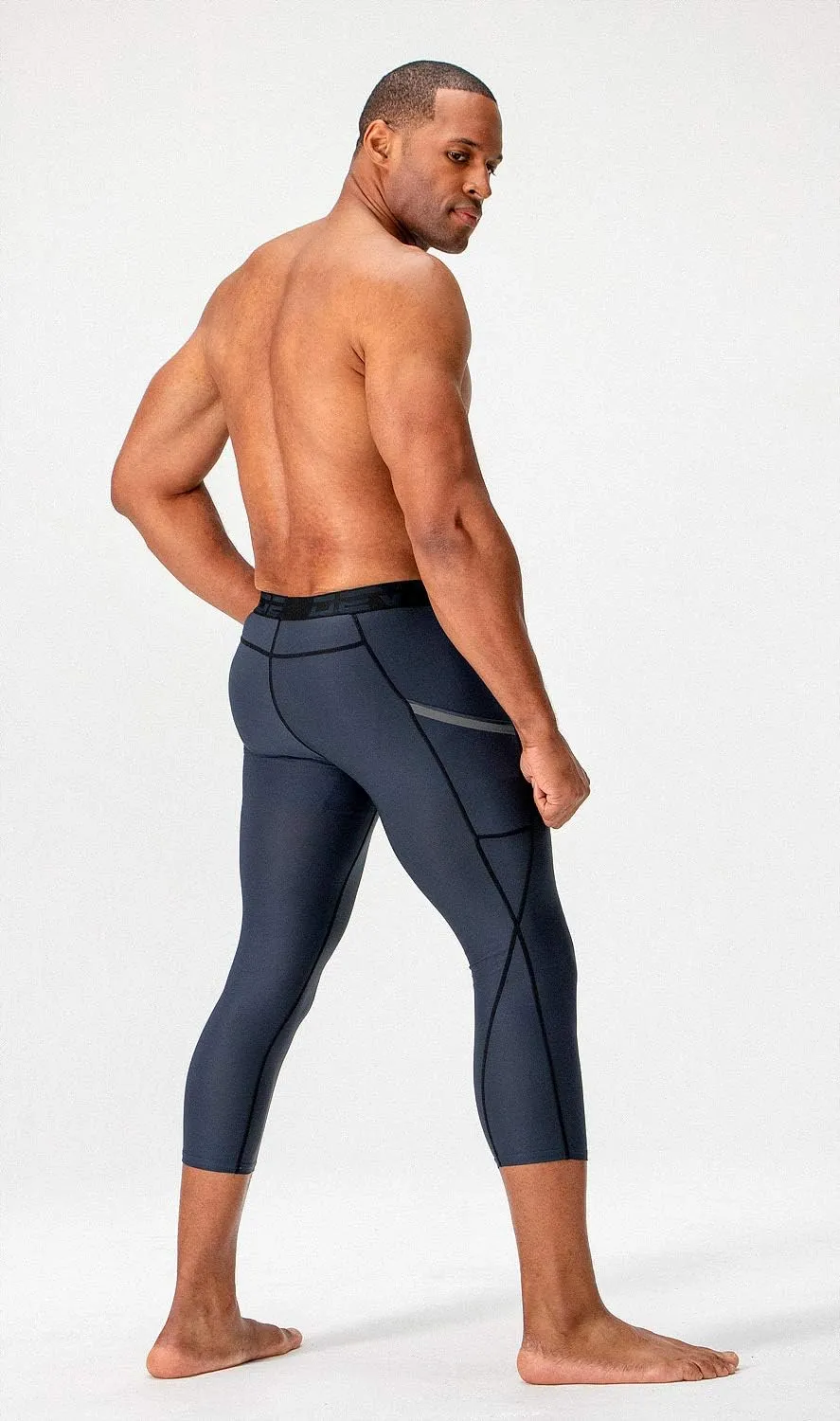 DEVOPS 2 Pack Men's 3/4 Compression Pants Athletic Leggings with Pocket