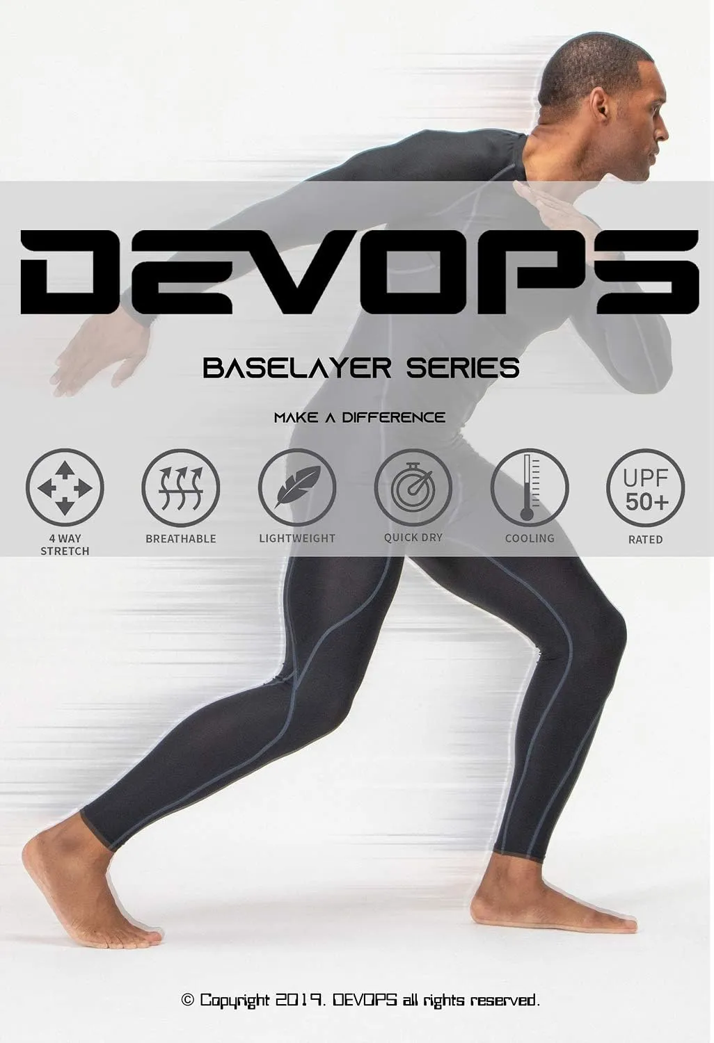 DEVOPS 3 or 5 Pack Compression Shorts Men Spandex Sport Shorts Athletic Workout Running Performance Baselayer Underwear