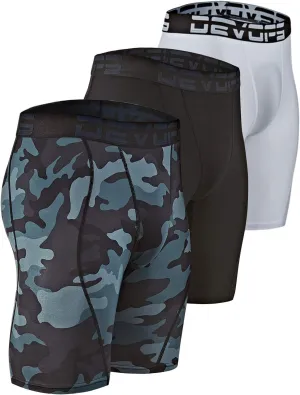 DEVOPS 3 or 5 Pack Compression Shorts Men Spandex Sport Shorts Athletic Workout Running Performance Baselayer Underwear