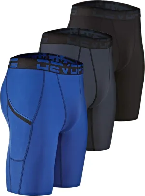 DEVOPS 3 or 5 Pack Compression Shorts Men Spandex Sport Shorts Athletic Workout Running Performance Baselayer Underwear