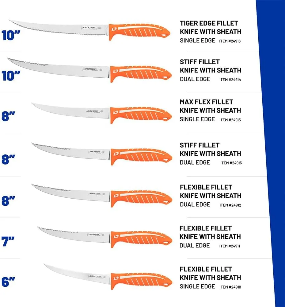 Dexter Outdoors Dextreme Single Edge 8" Max Flex Fillet Knife | Includes Sheath