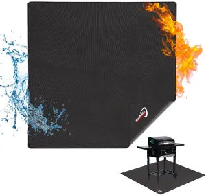 DocSafe Large Under Grill Mat 48" Square Fire Pit Mat,4 Layers Fireproof Grill Pads Protect for Deck,Patio,Outdoor Charcoal,Smokers,Wood Floor,Indoor Fireplace,Reusable Oil-Proof＆Waterproof,Black