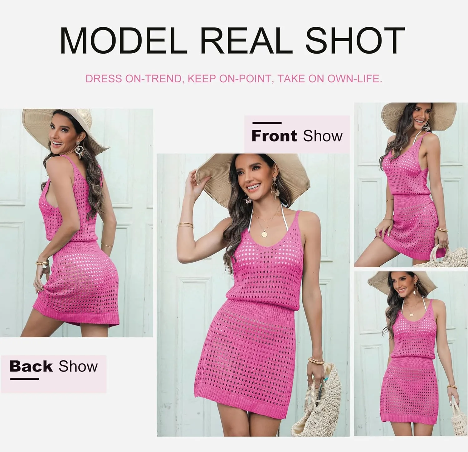 Dokotoo Summer Crochet Hollow Out Knit Beach Bathing Suit Swim Cover Ups Cruise Outfits Vacation Dresses for Women 2025