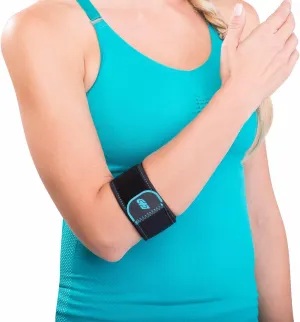 DonJoy Advantage DA161EB01-BLK Golf/Tennis Elbow Lightweight Strap for Golfer's and Tennis Elbow, Adjustable Neoprene Fabric, Right or Left, Fits Most, 7" to 14"