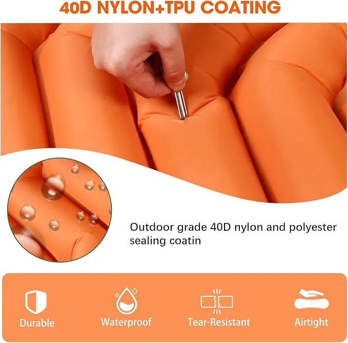 Double Sleeping Pad for Camping, Ultralight Camping Mattress with Pillow, Built-in Foot Pump, Thick Self-Inflatable 2-Person Portable Camping Mat for Backpacking Hiking Car Traveling Beach Tent