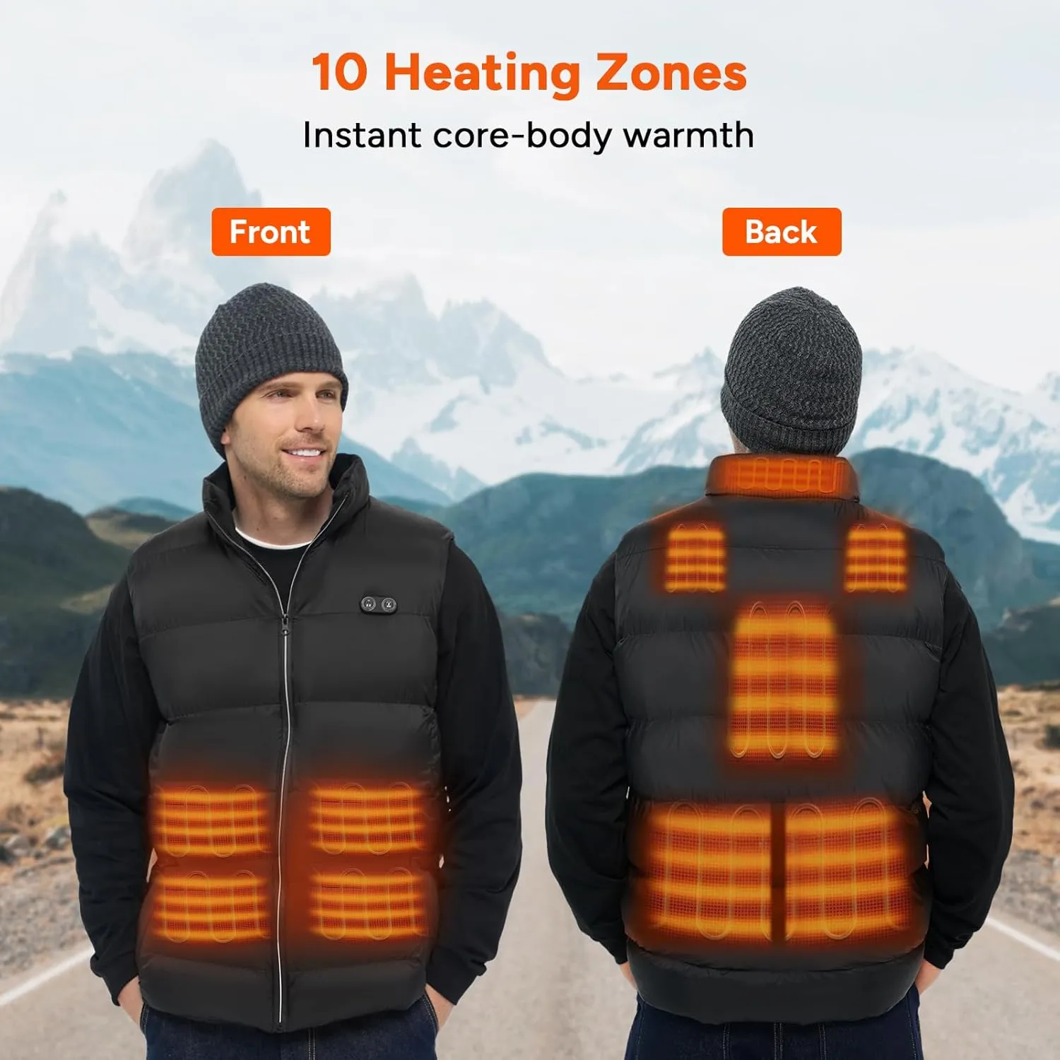 DR.PREPARE Heated Vest, Electric Heated Jacket for Men Women, Winter Heated Clothing with Heating Zones & 3 Heat Levels