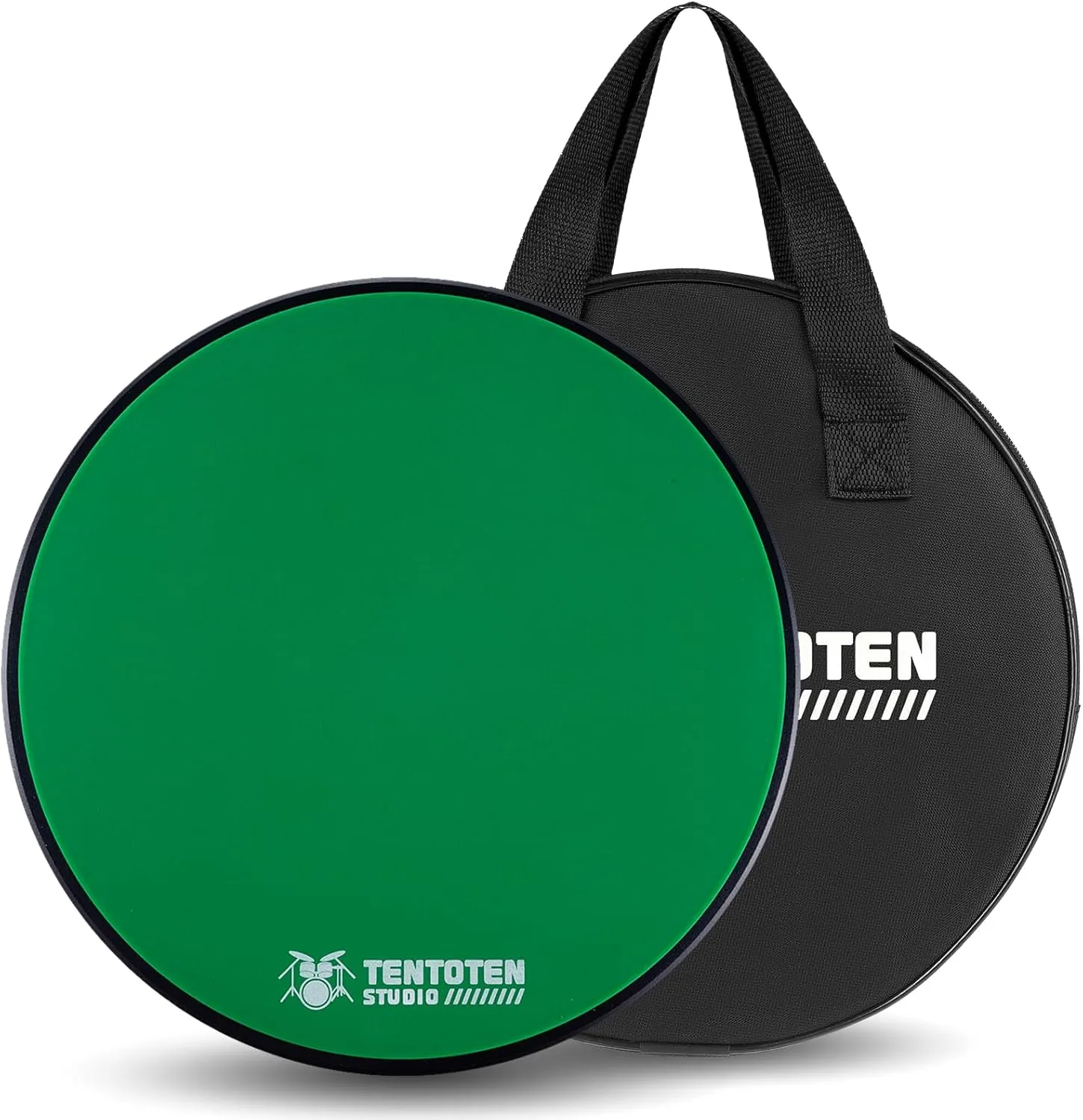 Drum Pad 12 Inch, Silent Drum Practice Pad 2-Sided Silicone Pad & EVA Mat, Portable Practice Drum Pad with Carry Bag, Green