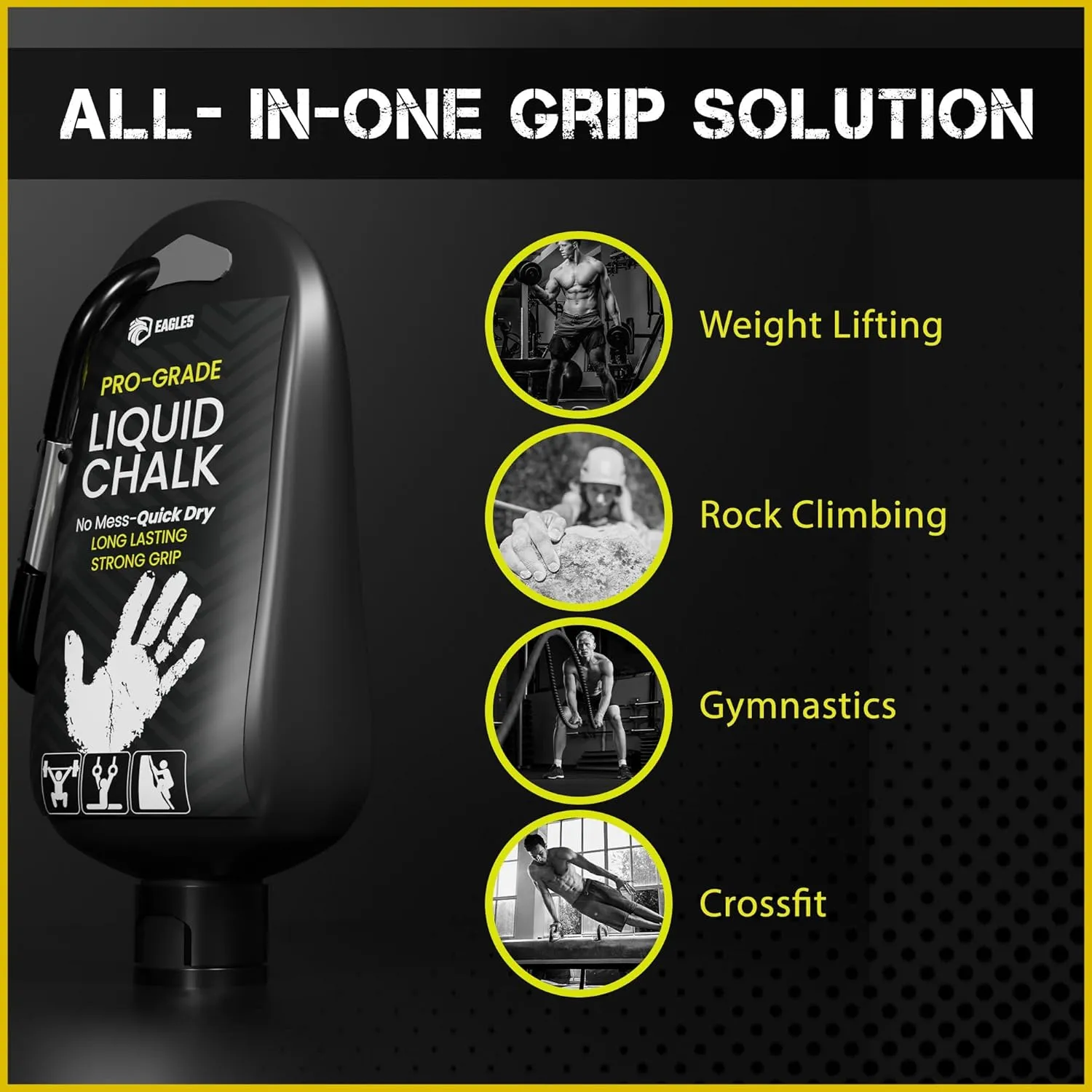 EAGLES Pro Grade Liquid Chalk 50, 120 or 280ml Mess-Free Chalk for Weightlifting, Gymnastics Rock Climbing, Dancing, Pole Grip, Sports & Workout Chalk - Sweat-Resistant and Long Lasting
