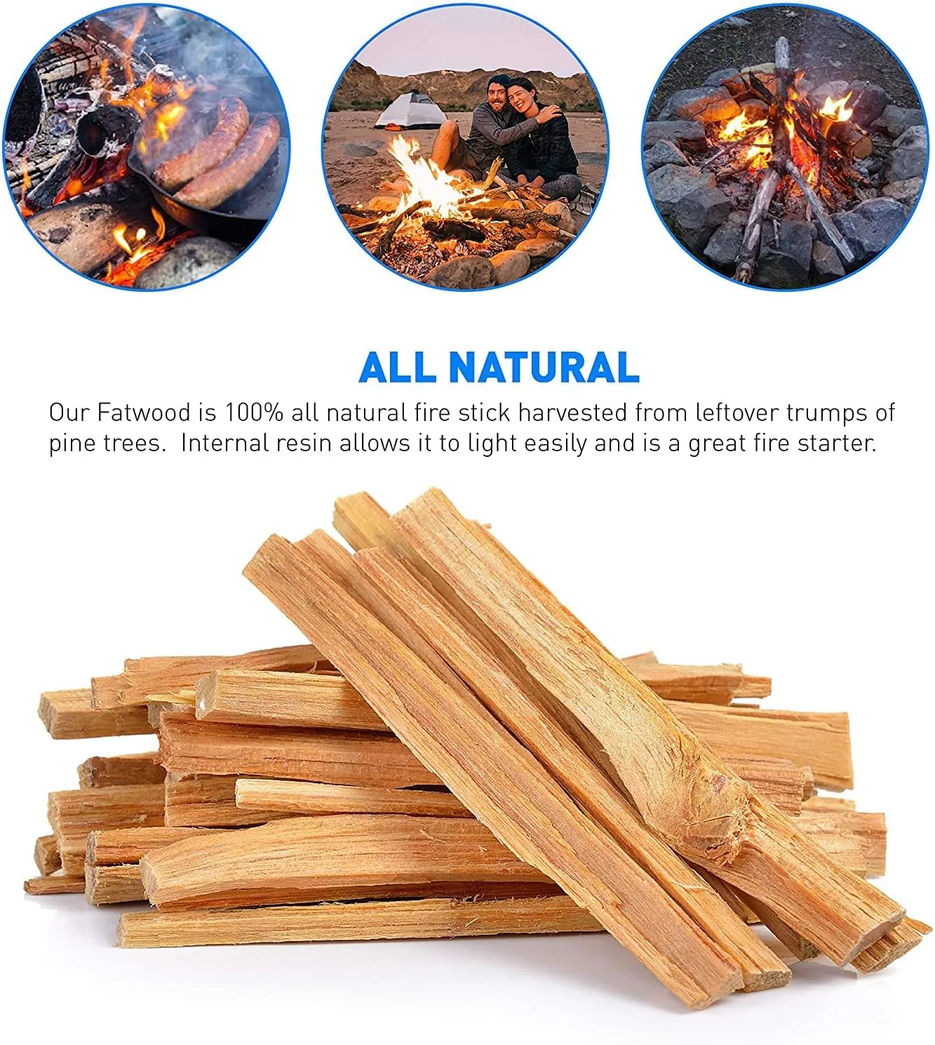 EasyGoProducts Approx. 120 Eco-Stix Fatwood Fire Starter Kindling Firewood Sticks 100% Organic Firestarter for Wood Stoves, Fireplaces, Campfires, Bonfires, Year Round, 10 Pounds