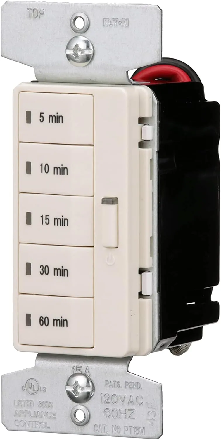 Eaton PT18M-LA 1800W 15 Amp 5-Button Minute Timer with Off Single-Pole, Light Almond