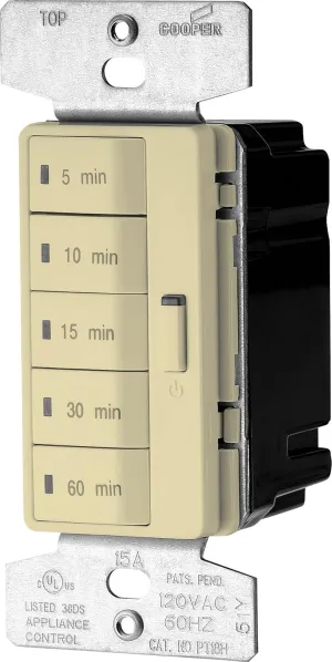 EATON PT18M-V-K Accell Core Programmable Timer, 120 V, 5, 10, 15, 30, 60 Min Off, Ivory