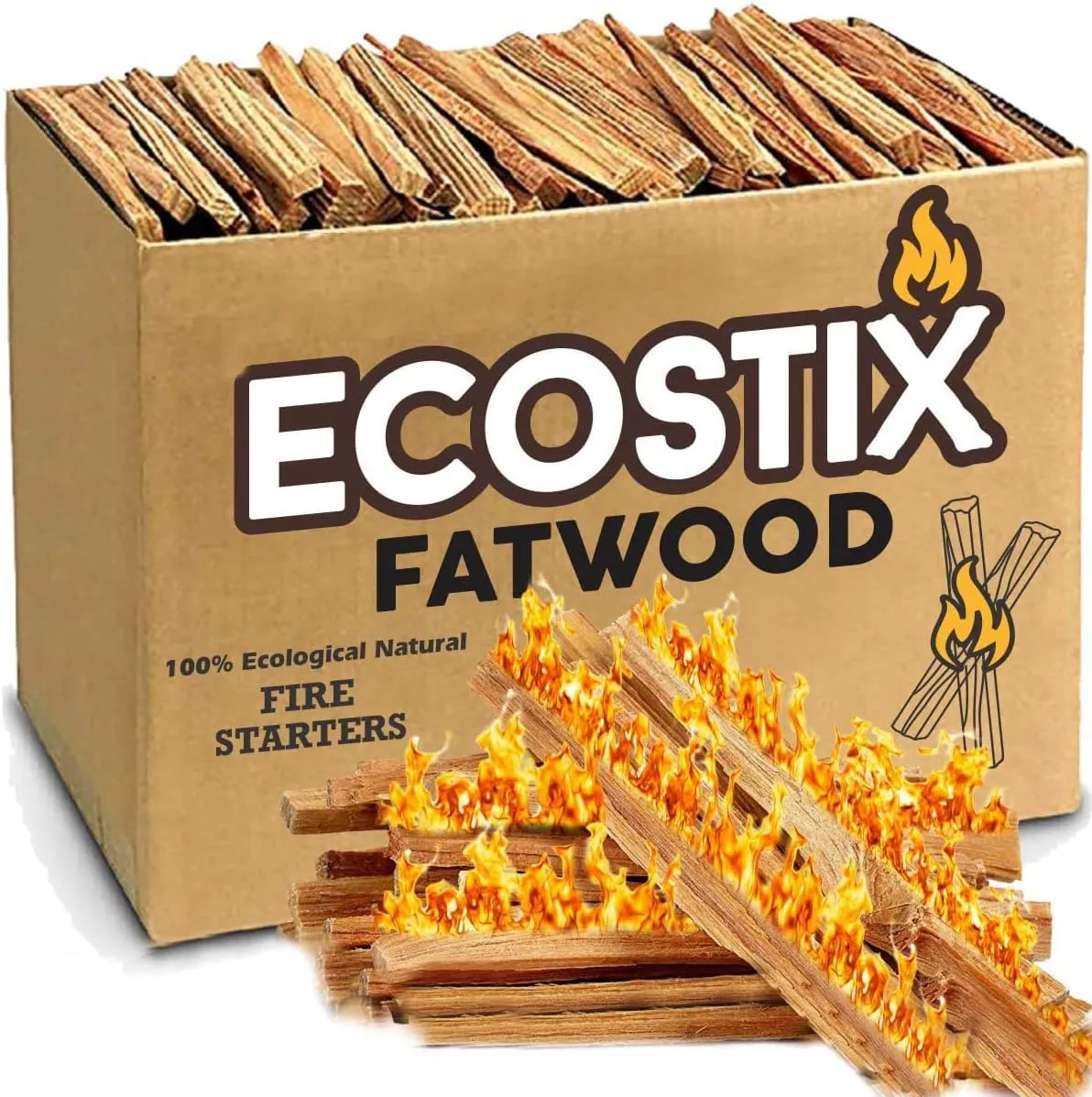Eco-Stix Fatwood Fire Starter Kindling Firewood Sticks Bulk Packaged Firestarters 100% All Natural Resin Ocote 5LB