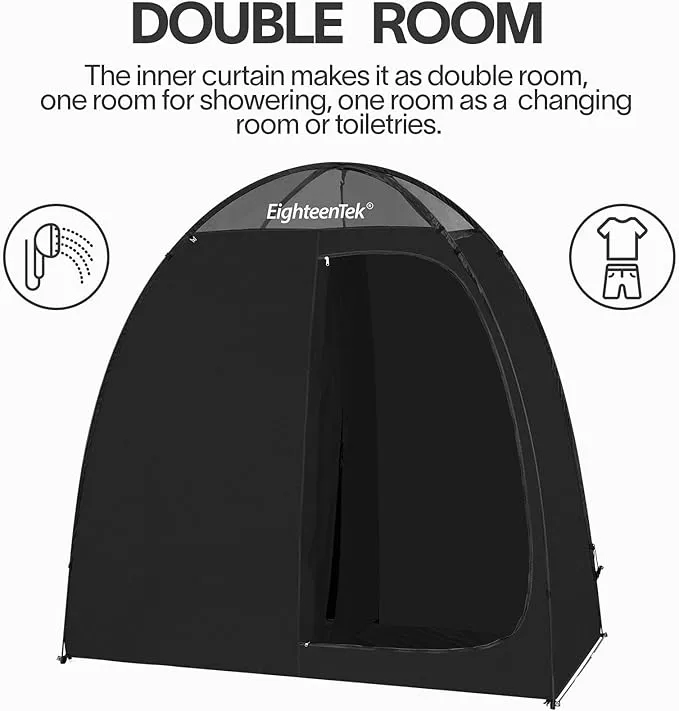 EighteenTek Shower Tent Changing Room 2 Rooms Outdoor Pop Up Camping Toilet Portable Privacy Dressing Shelter 83"x43"x80"H