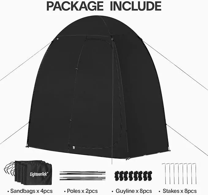 EighteenTek Shower Tent Changing Room 2 Rooms Outdoor Pop Up Camping Toilet Portable Privacy Dressing Shelter 83"x43"x80"H