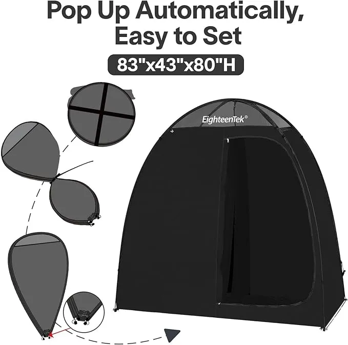 EighteenTek Shower Tent Changing Room 2 Rooms Outdoor Pop Up Camping Toilet Portable Privacy Dressing Shelter 83"x43"x80"H