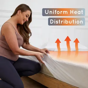 Electric Heated Mattress Pad 60" * 80" Queen Size, Dual Control 4 Heating Levels & 10 Hours Auto Off, Soft Lightweight Sherpa Coral Fleece Bedspread - White