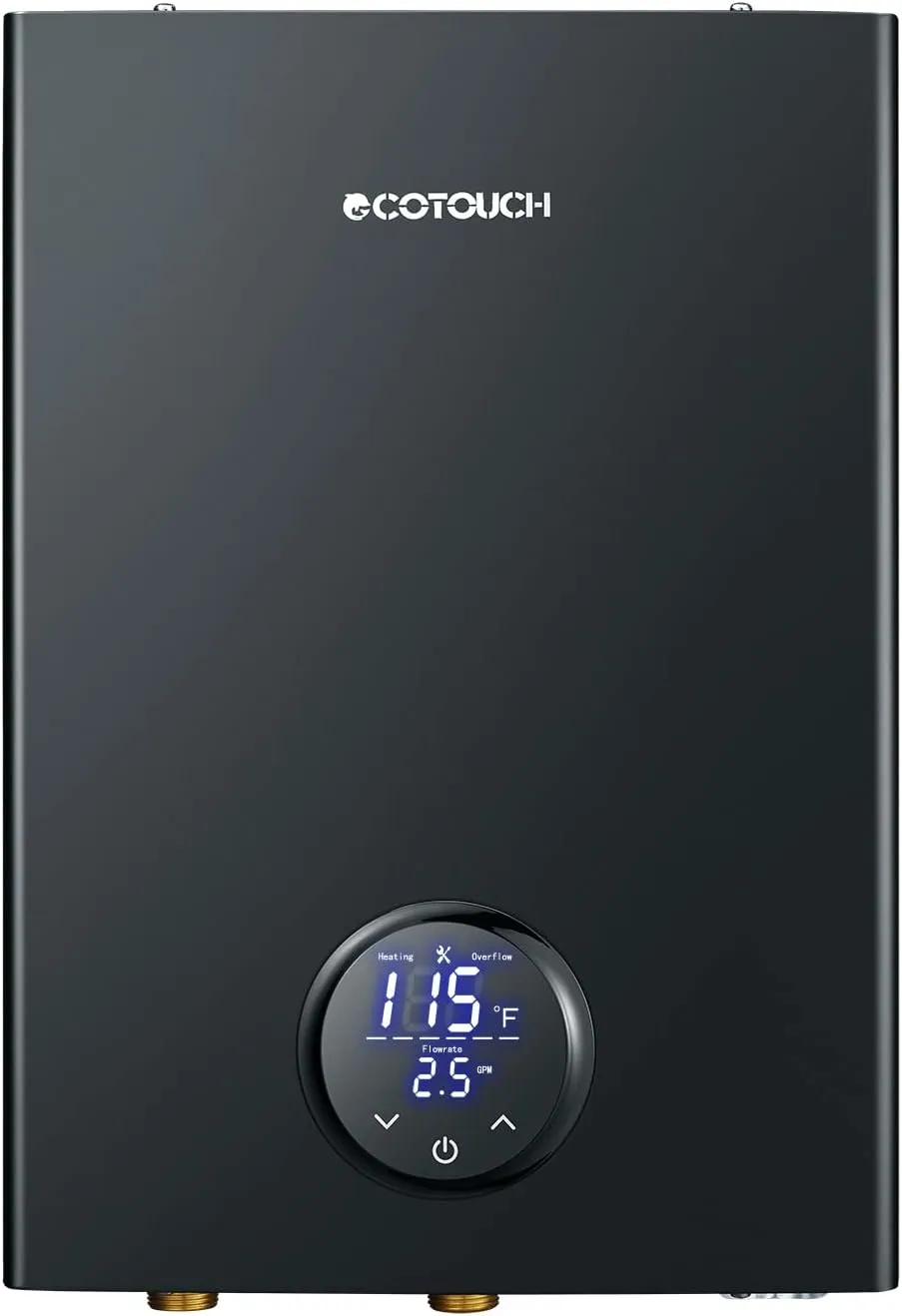 Electric Tankless Hot Water Heater, ECOTOUCH 18kW on Demand Instant Water Heater 240V, ETL Certificated Self-Modulation Point of Use Hot Water Heater Whole House ECO180B Black