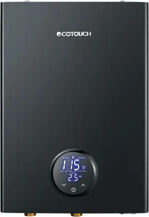 Electric Tankless Hot Water Heater, ECOTOUCH 18kW on Demand Instant Water Heater 240V, ETL Certificated Self-Modulation Point of Use Hot Water Heater Whole House ECO180B Black