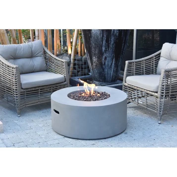 Elementi Tramore Fire Bowl for Liquid Propane Gas or Natural Gas in Light Grey (Includes PVC Cover)