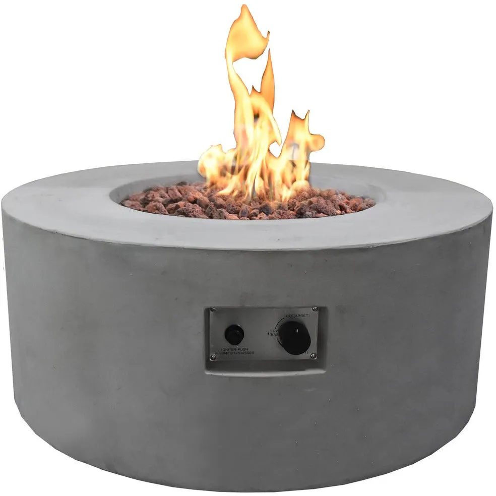 Elementi Tramore Fire Bowl for Liquid Propane Gas or Natural Gas in Light Grey (Includes PVC Cover)