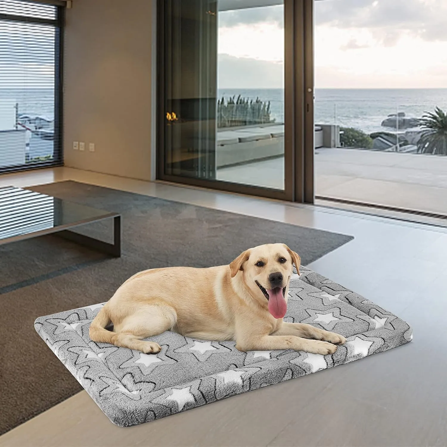 EMPSIGN Dog Crate Pad - Reversible Kennel Mat (Cool & Warm), Machine Washable, Cozy Star Pattern Sleeping Pad for Small Medium Large Dogs, All-Season Pet Bed, Suitable for 42"x28" Dog Crate, Grey
