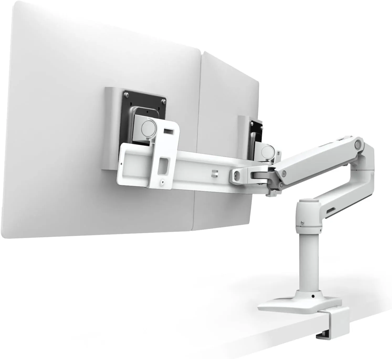Ergotron – LX Dual Direct Monitor Arm, VESA Desk Mount – for 2 Monitors Up to 25 Inches, 2 to 11 lbs Each – Under Mount C-Clamp, White