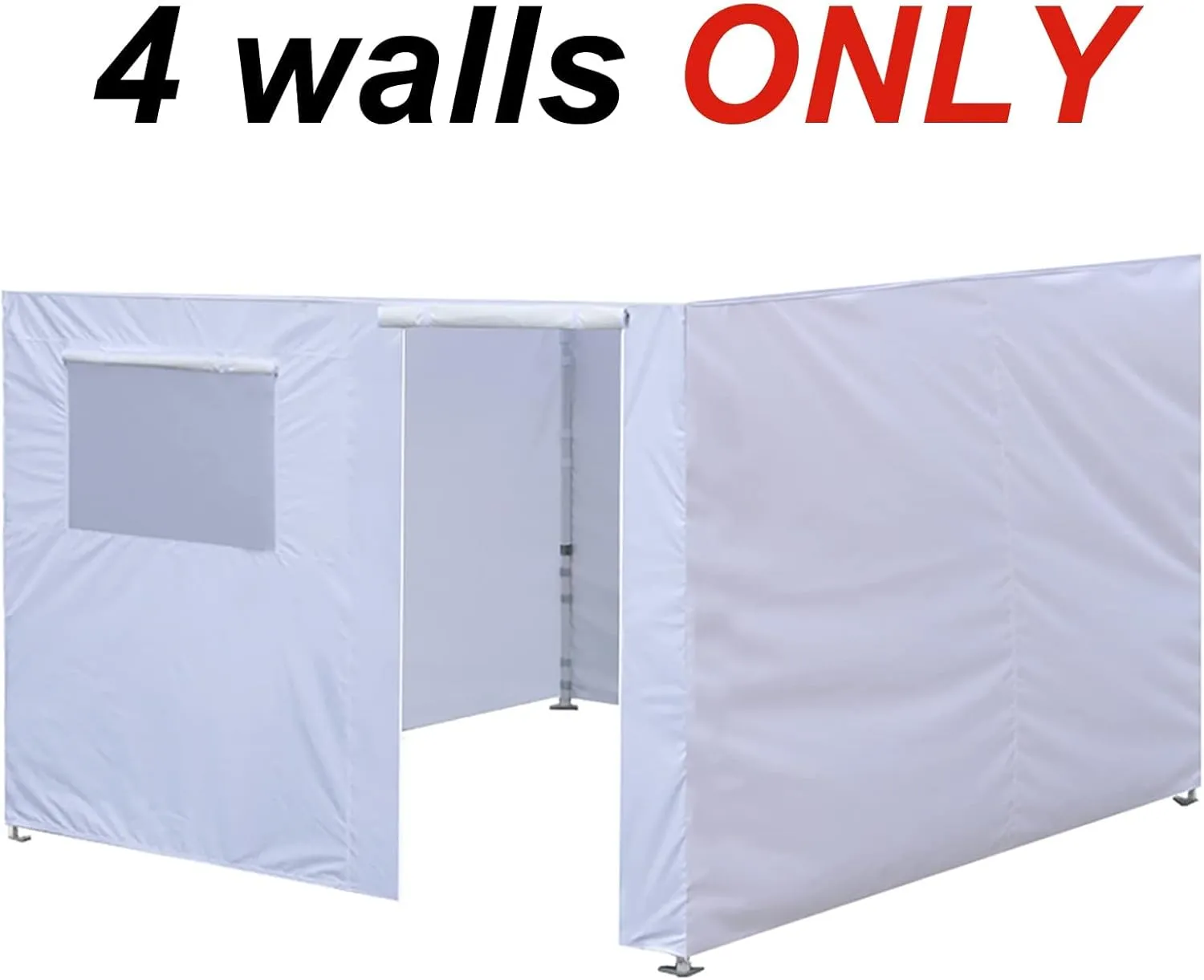 Eurmax USA Full Zippered Walls for 10 x 10 Easy Pop Up Canopy Tent,Enclosure Sidewall Kit with Roller Up Mesh Window and Door 4 Walls ONLY,NOT Including Frame and Top（Red）