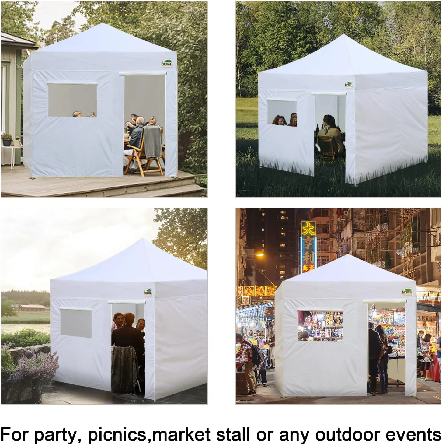 Eurmax USA Full Zippered Walls for 10 x 10 Easy Pop Up Canopy Tent,Enclosure Sidewall Kit with Roller Up Mesh Window and Door 4 Walls ONLY,NOT Including Frame and Top（Red）