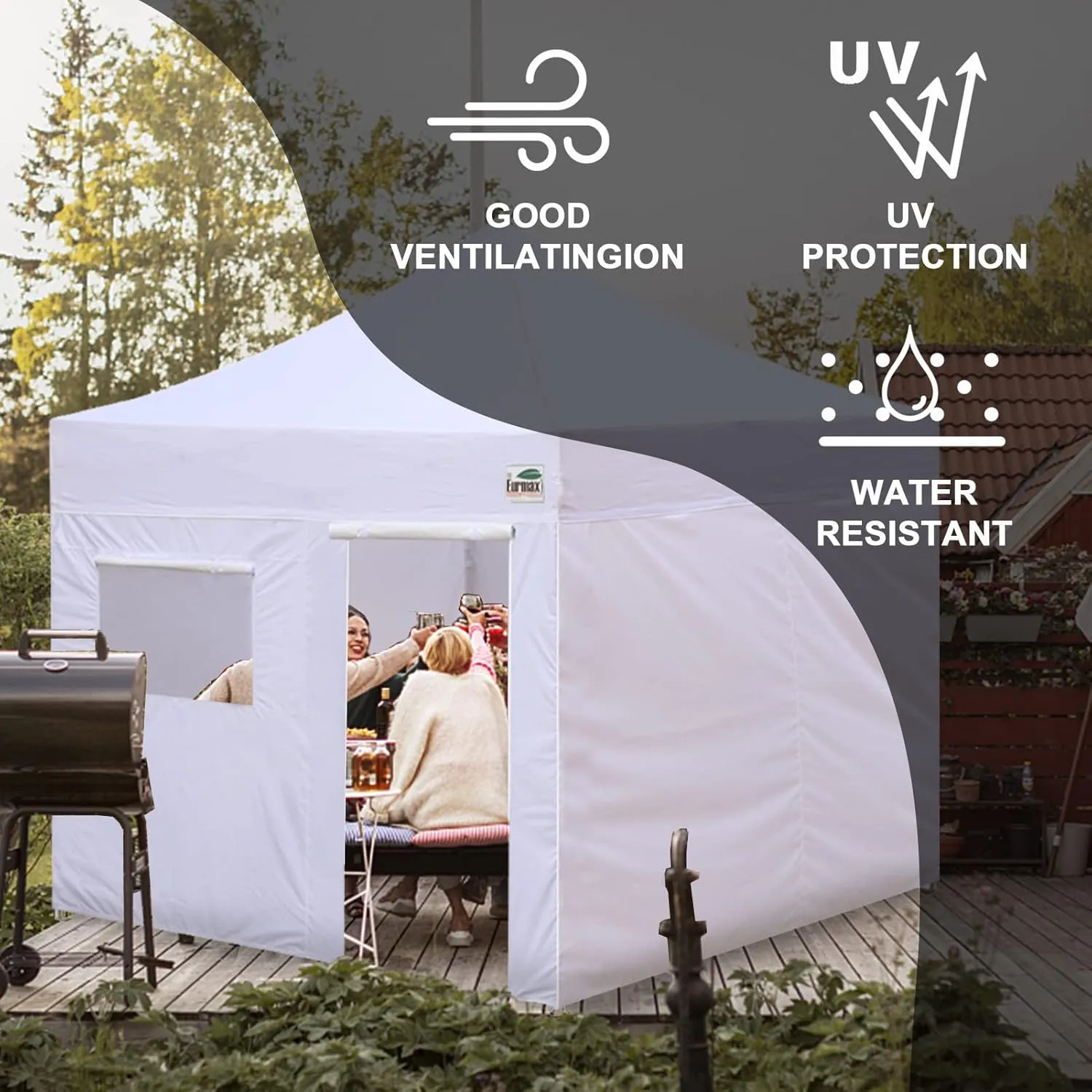 Eurmax USA Full Zippered Walls for 10 x 10 Easy Pop Up Canopy Tent,Enclosure Sidewall Kit with Roller Up Mesh Window and Door 4 Walls ONLY,NOT Including Frame and Top（Red）