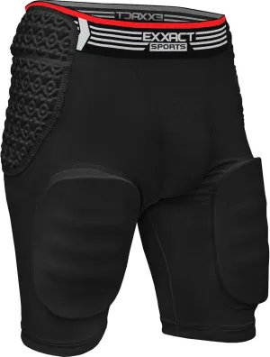 Exxact Sports Rebel 5-Pad Adult Football Girdle for Men with Cup Pocket, Lightweight Padded Compression Shorts with Integrated Hip, Thigh, Tailbone Pads, Men's Girdle Football