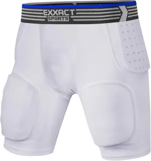 Exxact Sports Rebel 5-Pad Youth Football Girdle with Cup Pocket, Lightweight Padded Compression Shorts with Integrated Hip, Thigh, Tailbone Pads, Boys Girdle Football