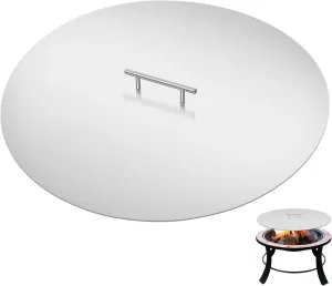 FAHKNS Fit 25" Round Fire Pit Burner, 27.4" Round fire Pit lid,Stainless Steel Fire Pit Cover with Handle, High Tmperature Tesistant, for Round Fire Pits or Burner Pan