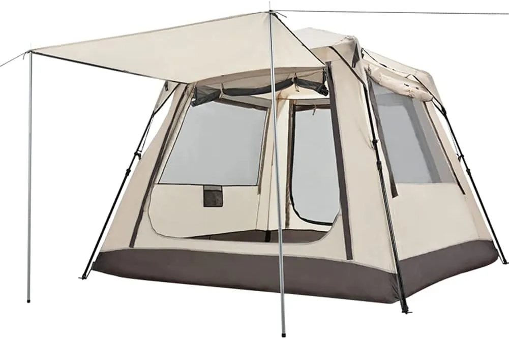 Family Tent with Top Rainfly Pop Up Camping Tent 3-4 Person Portable Cabin Tent for Family Gatherings Hiking Travel