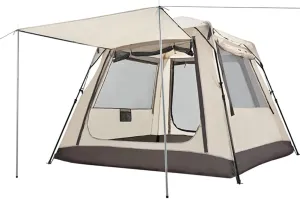 Family Tent with Top Rainfly Pop Up Camping Tent 3-4 Person Portable Cabin Tent for Family Gatherings Hiking Travel
