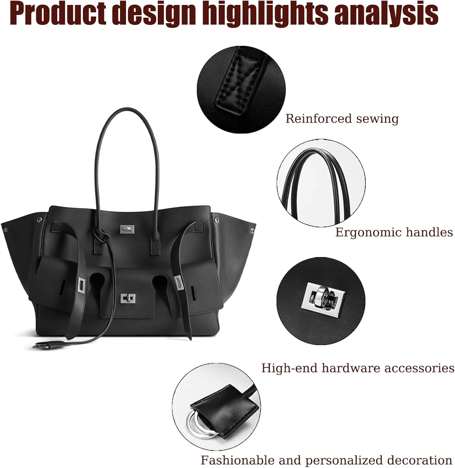 Fashionable Retro Genuine Leather Motorcycle Bag Large Capacity Cowhide tote bag Commuter Shoulder Bag Multi-pocket Design
