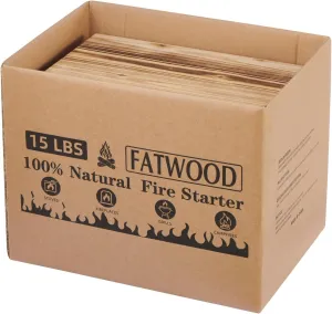 Fatwood Fire Starter Sticks – 100% Natural Pine Kindling for Campfires, Fireplaces, Stoves, Grills & Outdoor Fire Pits – Eco-Friendly, Quick Ignition Firestarter (15 Lbs)