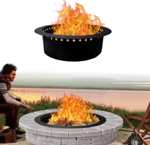 FEBTECH Smokeless Fire Pit Insert - Steel 36" Round Foldable Fire Pit Ring with Air Vents and Coller Support - DIY Fire Ring in or Above Ground for Outdoor Garden Bonfire Patio Camping Accessories