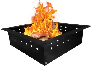 Febtech Smokeless Fire Ring Insert Square - Carbon Steel 36" OD & 30" ID Powder Coated Bonfire Ring Insert with Air Vents – Portable Fire Ring with Quick Assembly for Outdoor Gatherings