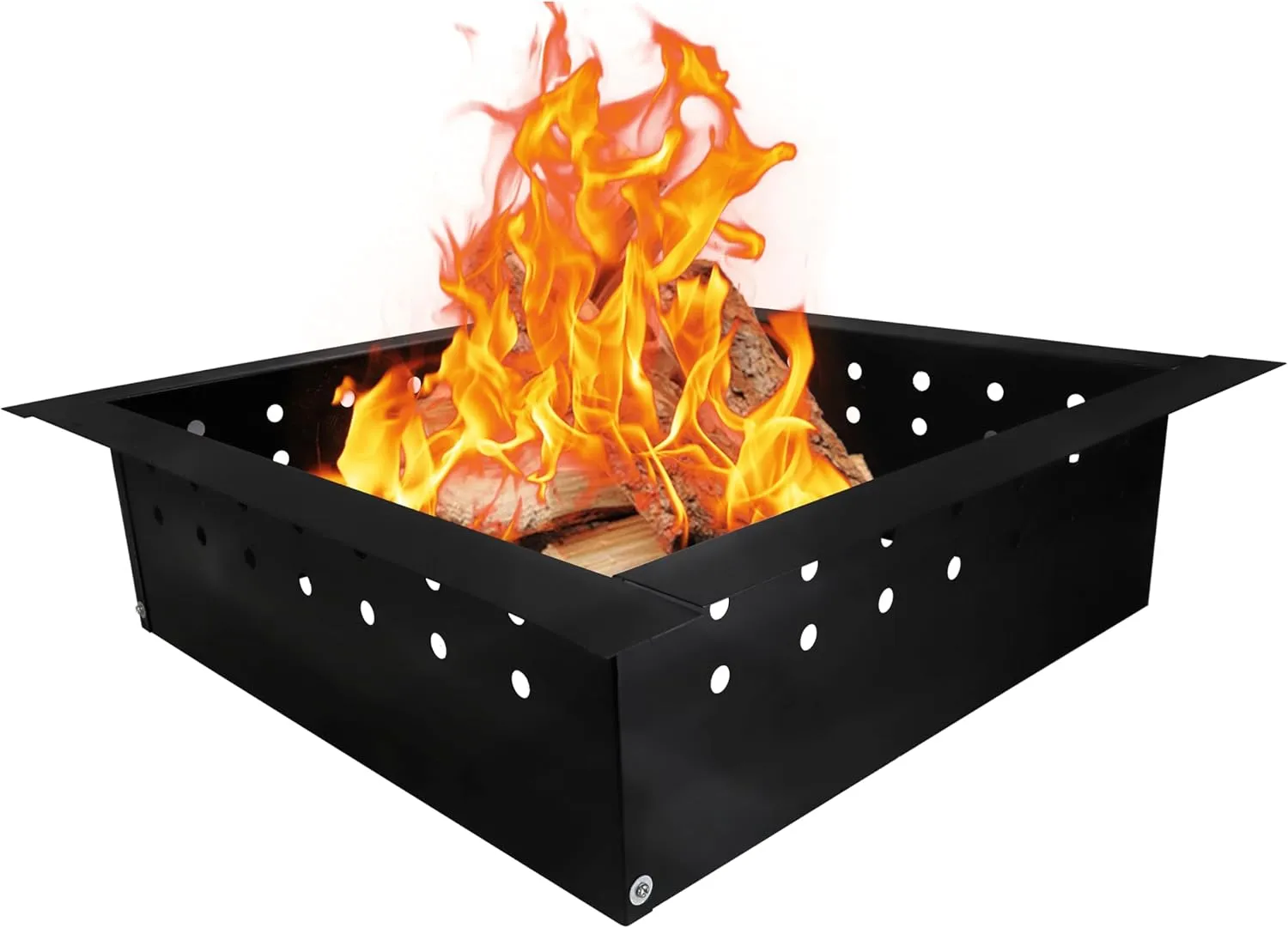 Febtech Smokeless Fire Ring Insert Square - Carbon Steel 36" OD & 30" ID Powder Coated Bonfire Ring Insert with Air Vents – Portable Fire Ring with Quick Assembly for Outdoor Gatherings